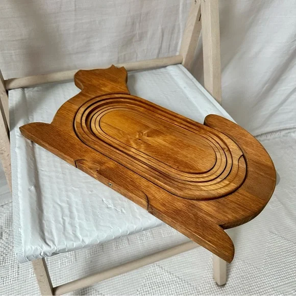 Vintage 80s Wooden Collapsible Folding CAT basket - Picture 7 of 10